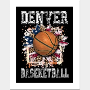 American Flag Personalized Denver Proud Name Basketball Posters and Art